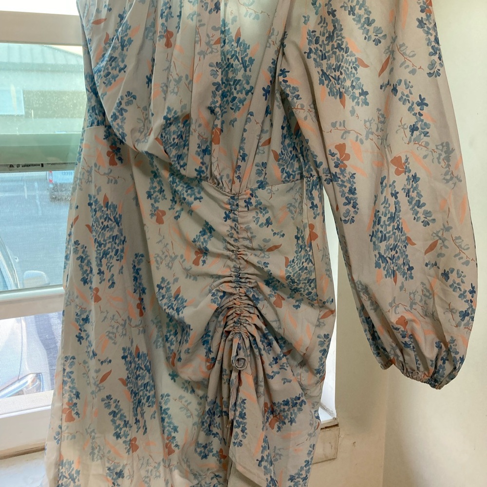 Floral Ruched Dress with Long Sleeves